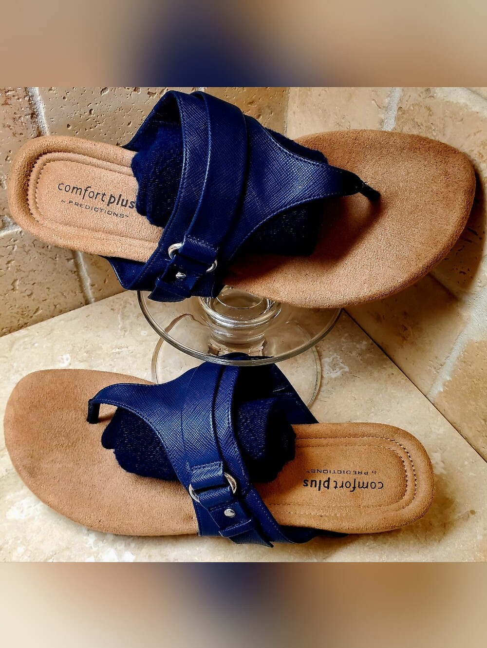 Comfort Plus by Predictions Navy Blue Comfort Slide Sandals Size 8.5
